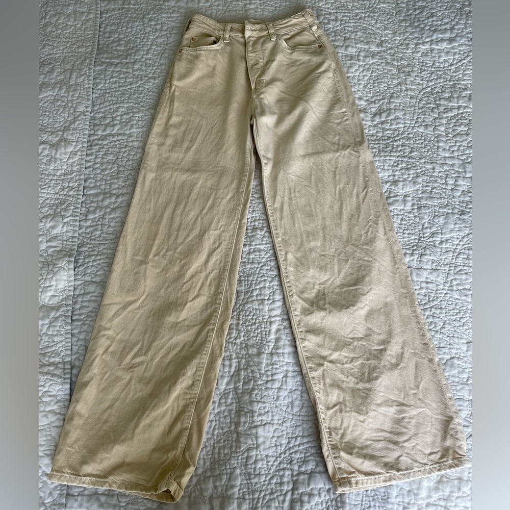 Anthropologie wide leg cream pant